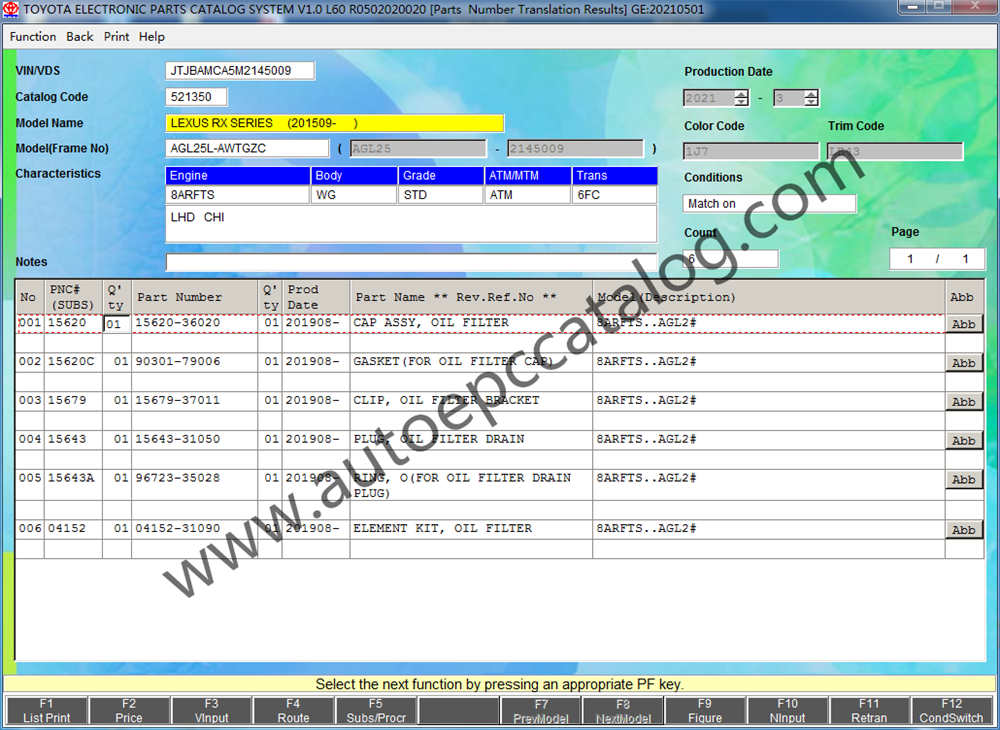 Lexus epc data