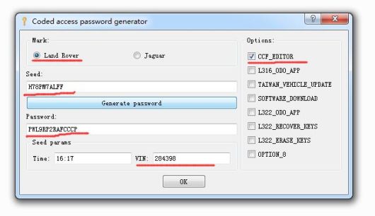 JLR Coded Access Password Generator Unlimited Version