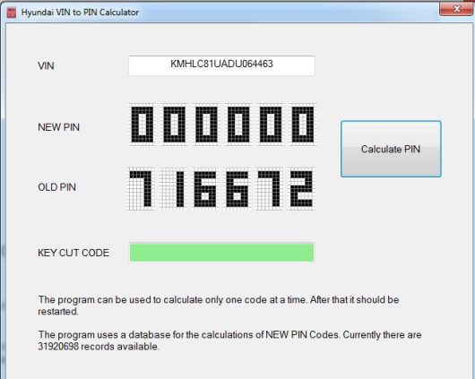 Hyundai KIA VIN to PIN Code Calculator
