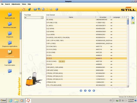 9 Still Steds Navigator Forklifts 8.21 R9 User Manuals Select