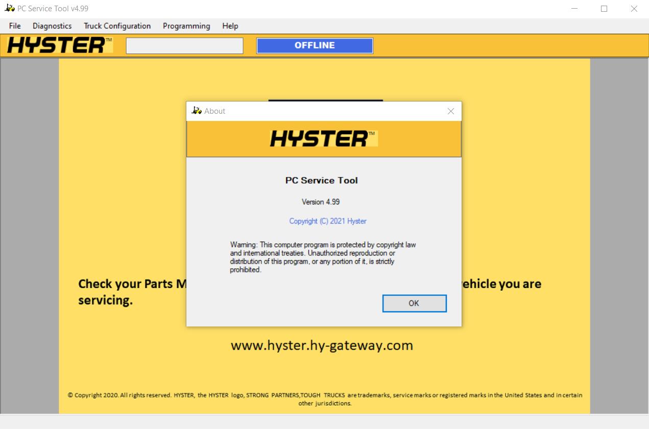 Hyster PC Service Tool v4.92 2019 Hyster PC Service Tool v4.92 2019