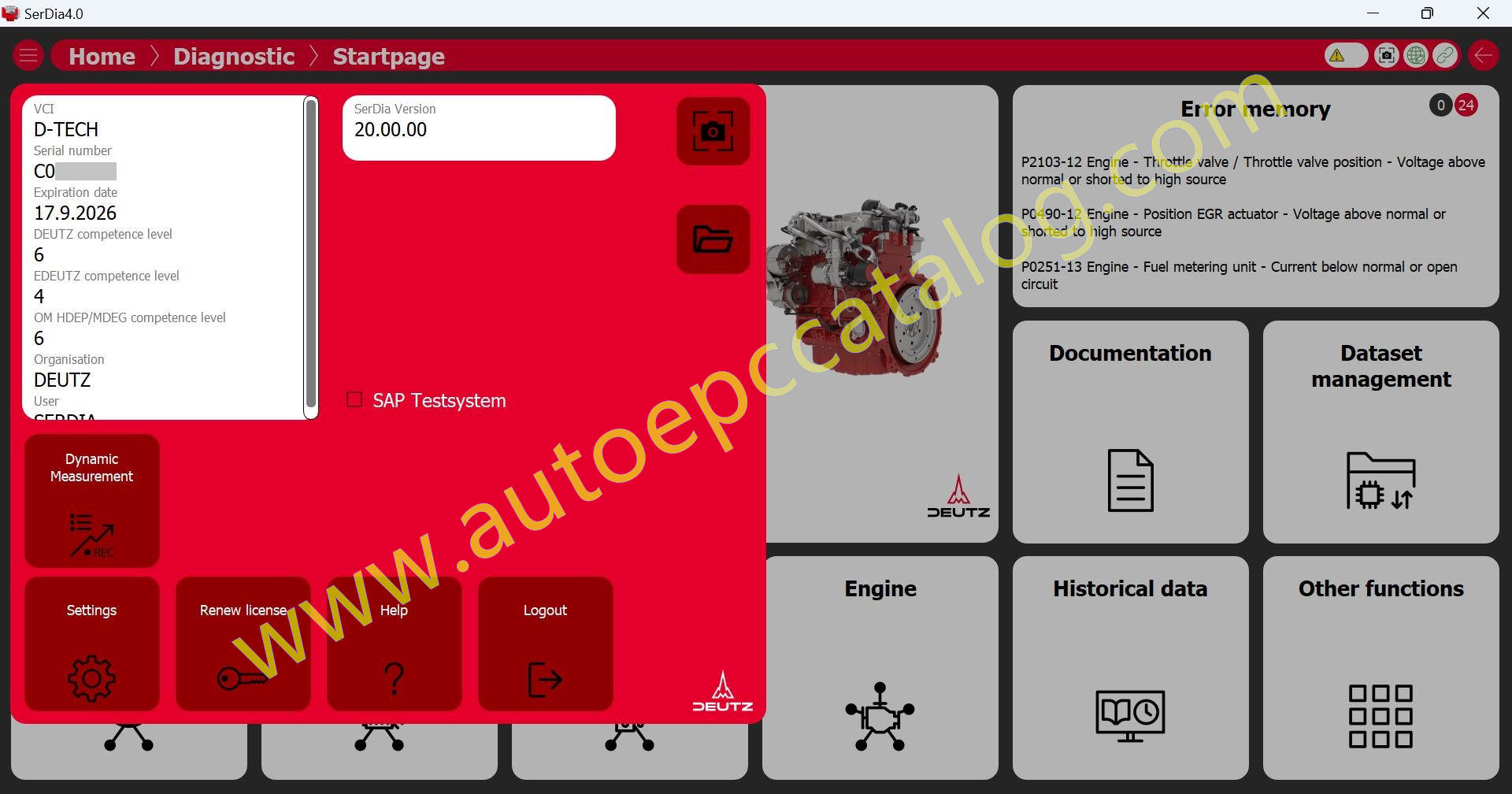 Serdia4.0 v.20.0_Main Menu