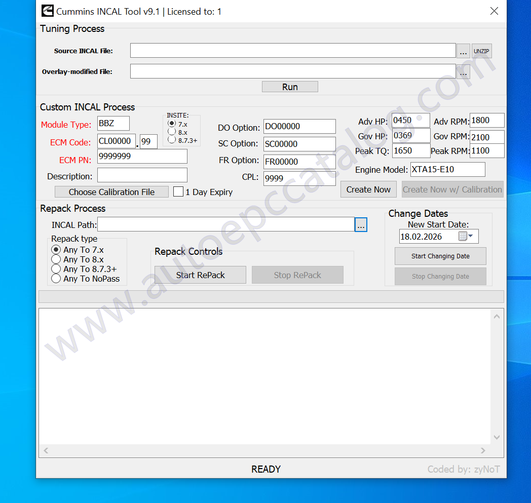 Cummings INCAL Tool V9.1