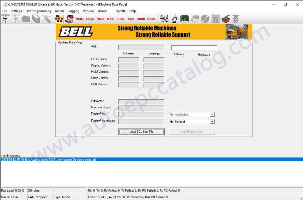 Ordermax Software Bell Bell Cancomm 5.07.0 Dealer Heavy Machinery Diagnostic Software
