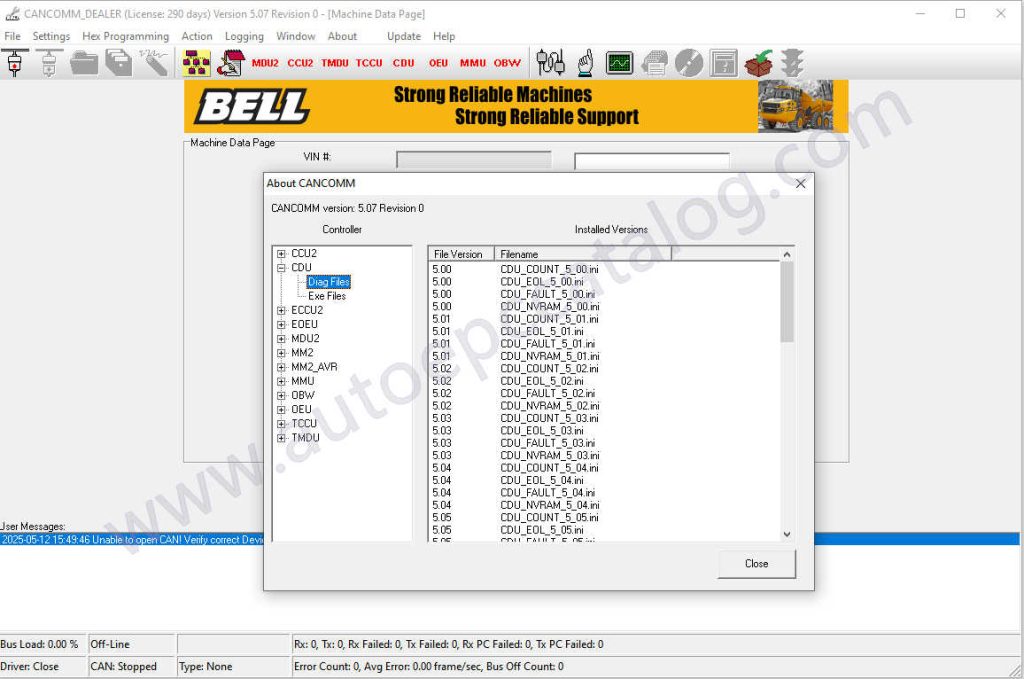 Ordermax Software Bell Bell Cancomm 5.07.0 Dealer Heavy Machinery Diagnostic Software