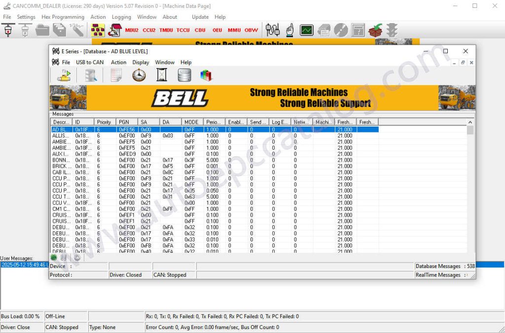 Bell Cancomm 5.07.0 Dealer Heavy Machinery Diagnostic Software