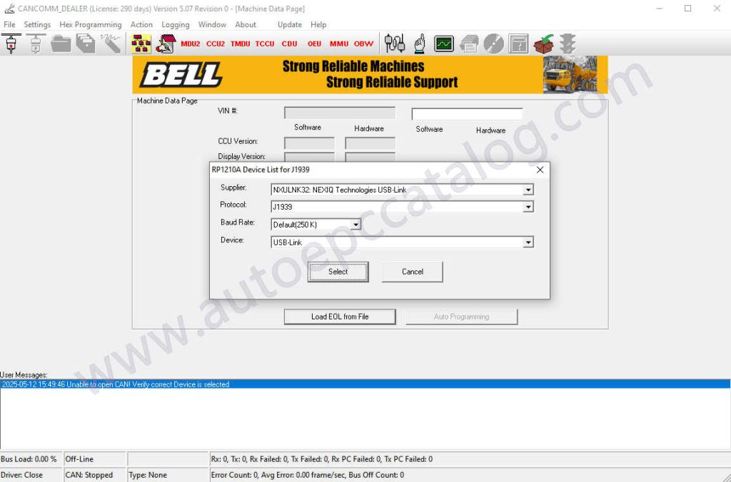 Bell Cancomm 5.07.0 Dealer Heavy Machinery Diagnostic Software
