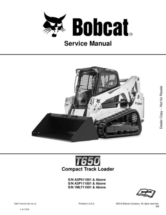 Bobcat T650 Loader Workshop Service Manual PDF Download (1)