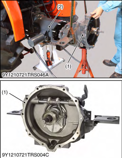 Kubota L4701 Tractor Clutch Housing and Mid Case Separating-2