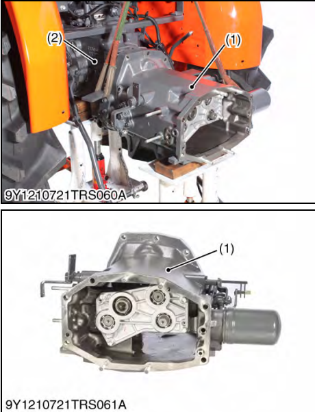 Kubota L4701 Tractor Clutch Housing and Mid Case Separating-3