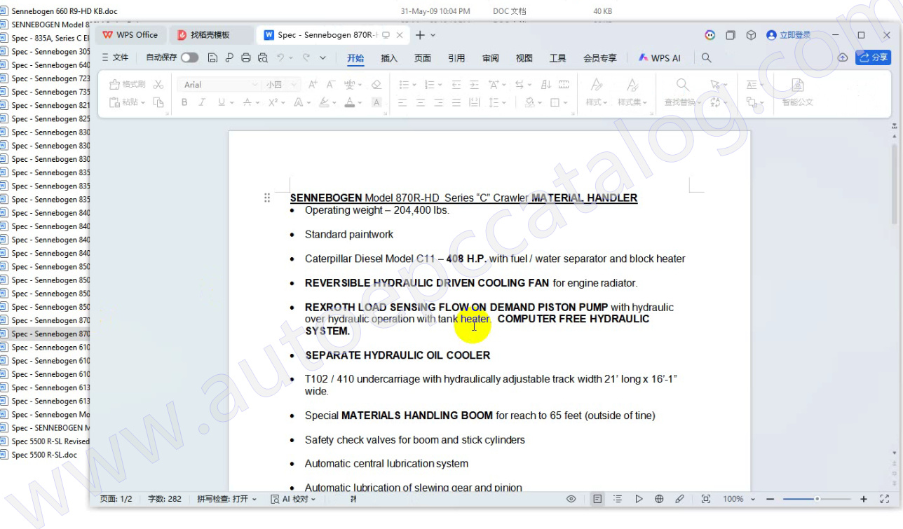 Sennebogen EPC Shop Manual Electrical and Hydraulic Schematic PDFs Collection (6)